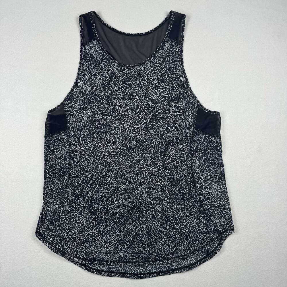 Lululemon Sculpt Tank II Black White Splatter Print Mesh Active Workout Top